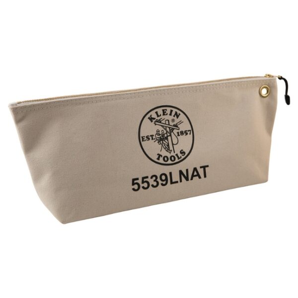 Klein 5539LNAT 18 x 8 x 3-12 Large Natural Canvas Tool Pouch with Zipper Klein 5539LNAT 18" x 8" x 3-1/2" Large Natural Canvas Tool Pouch with Zipper
