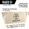 Klein 5539LNAT 18 x 8 x 3-12 Large Natural Canvas Tool Pouch with Zipper (1) Klein 5539LNAT 18" x 8" x 3-1/2" Large Natural Canvas Tool Pouch with Zipper