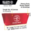 Klein 5539LRED 18" x 8" x 3-1/2" Large Red Canvas Tool Pouch with Zipper