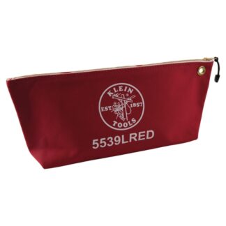Klein 5539LRED 18" x 8" x 3-1/2" Large Red Canvas Tool Pouch with Zipper