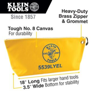 Klein 5539LCPAK Zipper Bags, Large Canvas Tool Pouches, Assorted Colors,  3-Pack