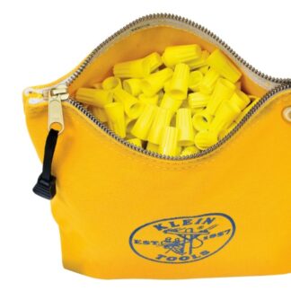 Klein 5539YEL 10" x 8" x 3-1/2" Yellow Canvas Tool Pouch with Zipper