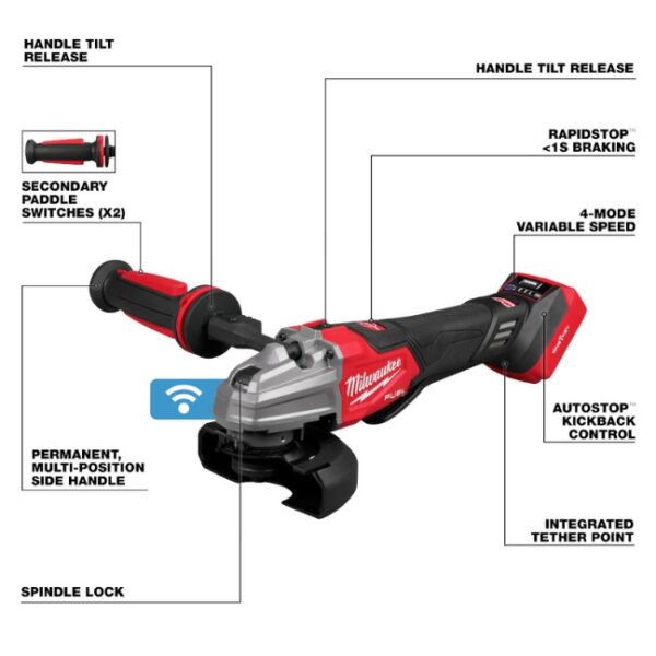 Milwaukee 2986-20 M18 FUEL 4-1/2" / 5" Dual-Trigger Braking Grinder - Tool Only