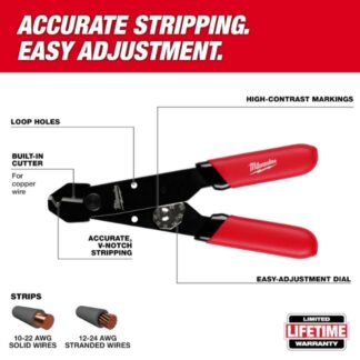 Milwaukee 48-22-3040 12-24 AWG Adjustable Compact Wire Stripper and Cutter (1)