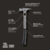 Stiletto TIB15MC TIBONE 15oz Milled Face Curved Handle Titanium Framing Hammer