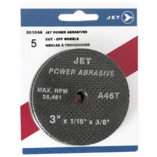 Jet 501044 A60T Power Abrasive T1 Cut-Off Wheel 3"x1/16"x3/8" 5-Pack