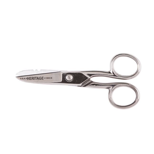 Klein 100CS Serrated Electrician Scissors with Stripping