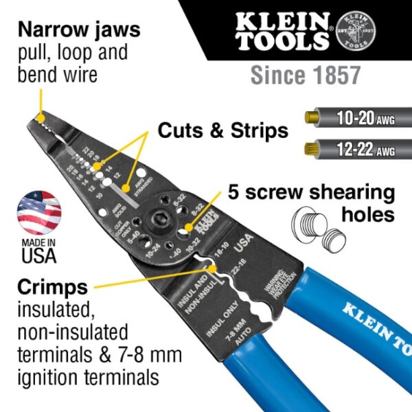 Klein 1010 Long Nose Multi Tool Wire Stripper / Wire Cutters / Crimping Tool