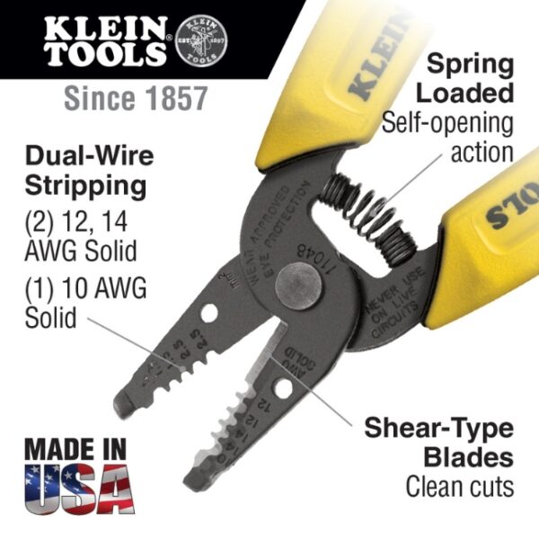 Klein 11048 Dual-Wire Stripper and Cutter for Solid Wire (1) Klein 11048 Dual-Wire Stripper and Cutter for Solid Wire