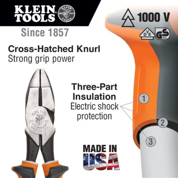 Klein 20009NEEINS Insulated Heavy Duty Side Cutting Pliers