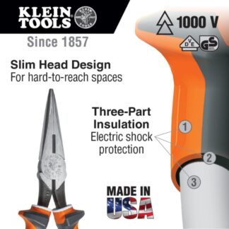 Klein 2036EINS 6 Slim Insulated Long Nose Side Cutter Pliers (1)