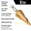 Klein 25962 3/16" to 7/8" VACO Double-Fluted 12-Step Drill Bit