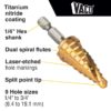 Klein 25963 14 to 34 VACO Double-Fluted 9-Step Drill Bit (1) Klein 25963 1/4" to 3/4" VACO Double-Fluted #3 9-Step Drill Bit