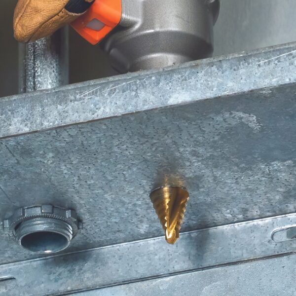 Klein 25963 14 to 34 VACO Double-Fluted 9-Step Drill Bit (3) Klein 25963 1/4" to 3/4" VACO Double-Fluted 9-Step Drill Bit