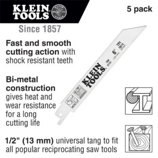 Klein 31731 6" 10/14 TPI Reciprocating Saw Blade 5-Pack