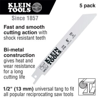 Klein 31734 6" 24 TPI Reciprocating Saw Blade 5-Pack