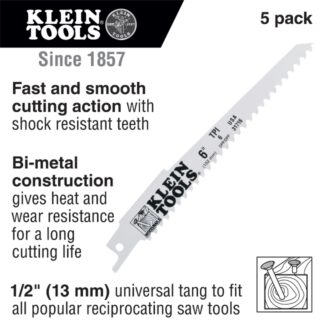 Klein 31751 9" 6 TPI Reciprocating Saw Blade 5-Pack