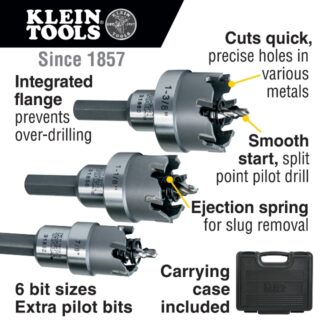 Klein 31873 Master Electrician Carbide Hole Cutter Kit 8-Piece