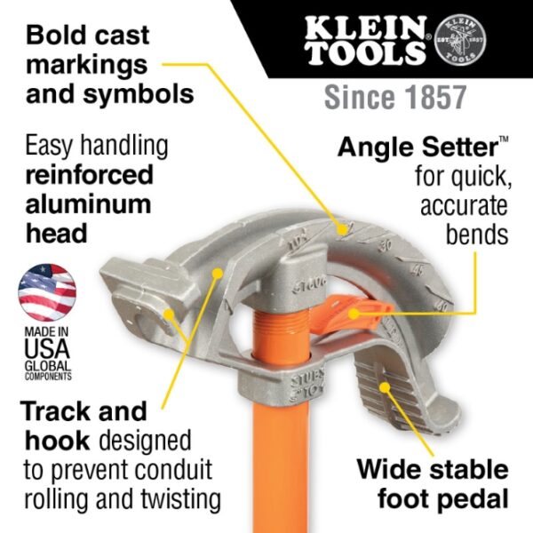 Klein 51607 3/4" Aluminum Conduit Bender with ANGLE SETTER
