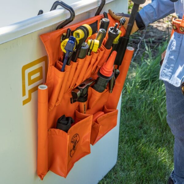 Klein 51829M Aerial Apron with Magnet (2) Klein 51829M Hi-Viz Orange Vinyl Aerial Apron with Magnet