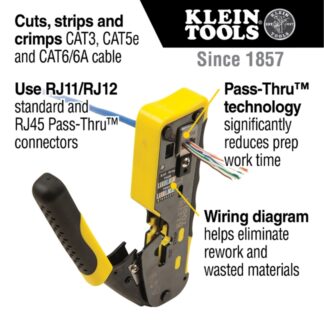 Klein VDV226-110 Ratcheting Cable Crimper Stripper Cutter, for PASS-THRU (2)