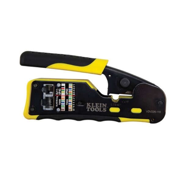 Klein VDV226-110 Ratcheting Cable Crimper / Stripper / Cutter, for PASS-THRU