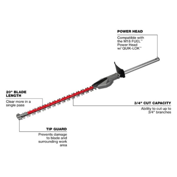 Milwaukee 49-16-2796 M18 FUEL QUIK-LOK Hedge Trimmer Attachment