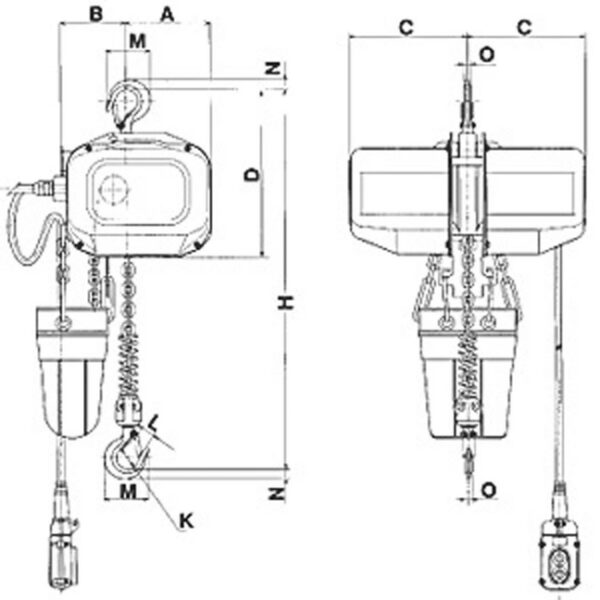 Jet 107262 1/2-Ton FA Series Chain Hoist - 15ft. Lift 575v