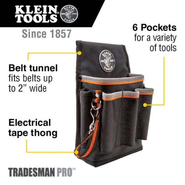 Klein 5241 10-1/4" x 6-3/4" x 10-1/4" TRADESMAN PRO 6-Pocket Tool Pouch