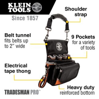 Klein 5242 9-12 x 7-12 x 9-12 TRADESMAN PRO 9-Pocket Tool Pouch (1)