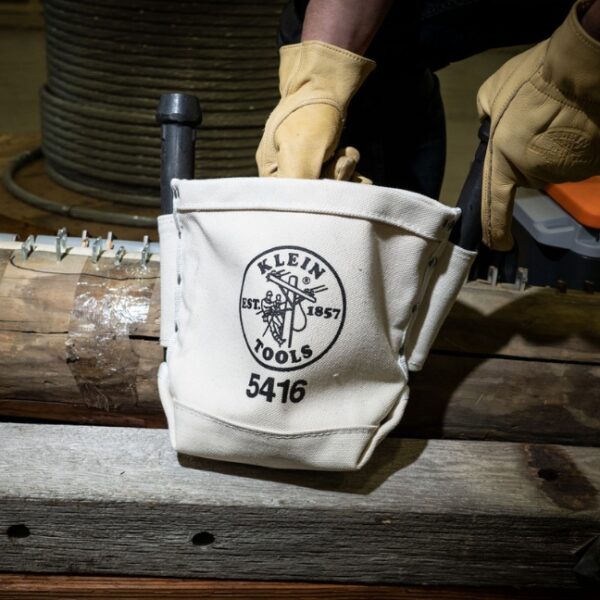 Klein 5416 Canvas 5" x 10" x 9" Bull-Pin and Bolt Pouch with Belt Strap Connect