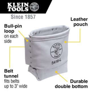 Klein 5416L 5" x 10" x 9" Leather Bull-Pin and Bolt Pouch with Tunnel Loop