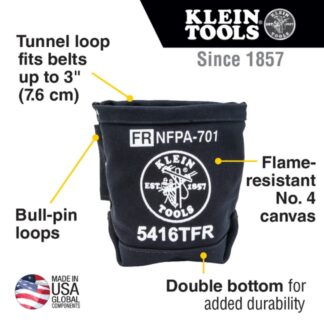Klein 5416TFR 5 x 10 x 9 No. 4 Canvas Flame Resistant Bolt Bag (1)