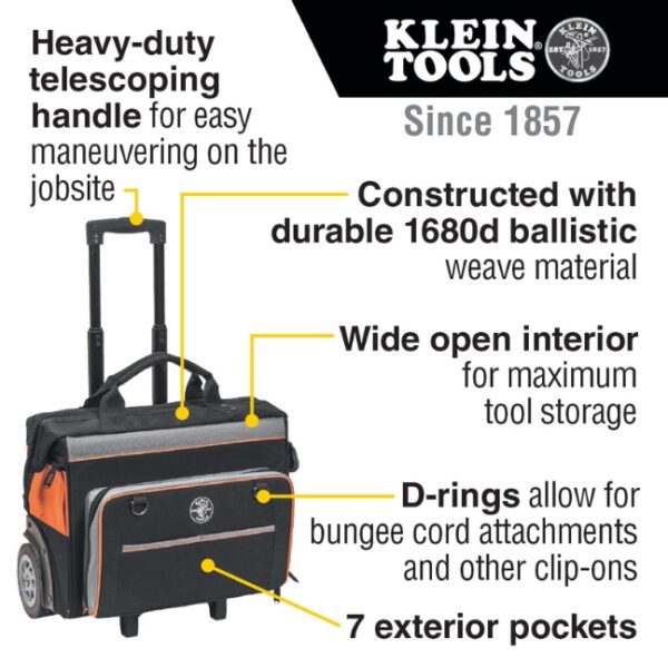 Klein 55452RTB TRADESMAN PRO 19 24-Pocket Rolling Tool Bag (1) Klein 55452RTB TRADESMAN PRO 19" 24-Pocket Rolling Tool Bag