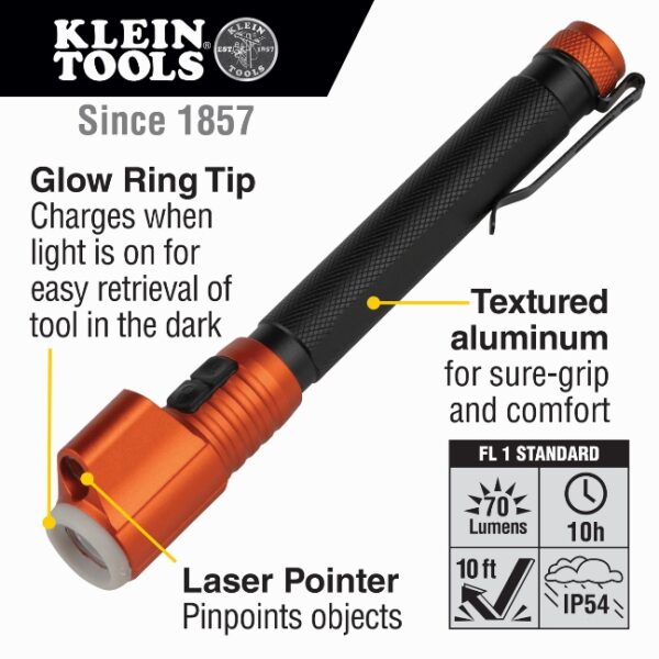 Klein 56026 Inspection Penlight with Laser Pointer (1) Klein 56026 70 Lumen LED Inspection Penlight with Laser Pointer