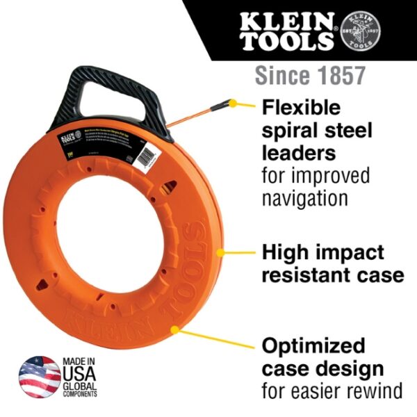 Klein 56059 200ft Multi-Groove Fiberglass Fish Tape