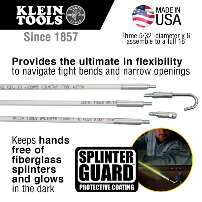 Klein 56418 5/32" x 18ft HiFlex Glow Rod Set BC Fasteners & Tools