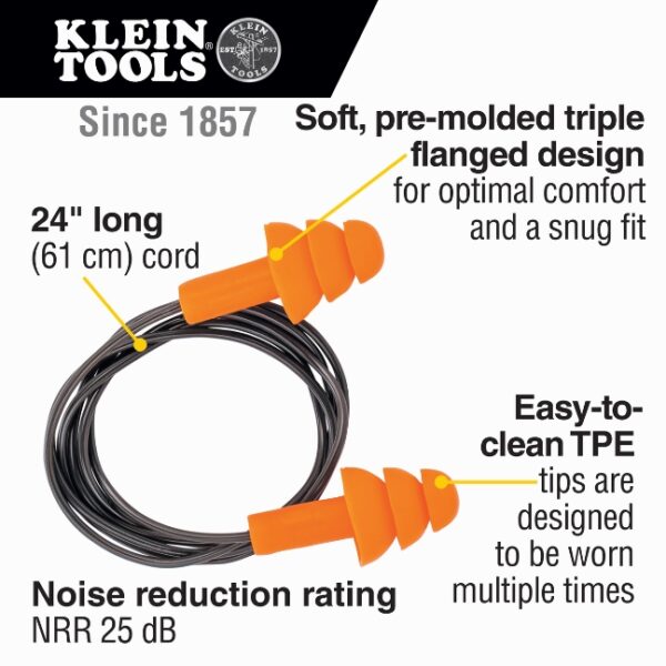 Klein 6050350 Corded Earplugs 50-Pair Dispenser Pack