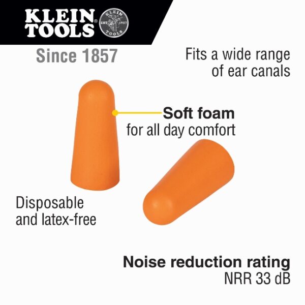 Klein 6054050 Foam Earplugs 50-Pair Pack