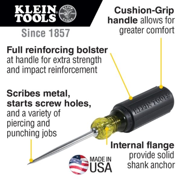 Klein 650 CUSHION-GRIP 3-1/2" Scratch Awl