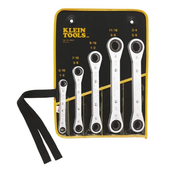 Klein 68221 Ratcheting Box Wrench Set 5-Piece