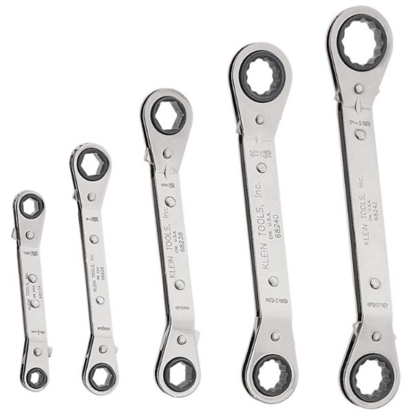 Klein 68245 Reversible Ratcheting Box Wrench Set 5-Piece