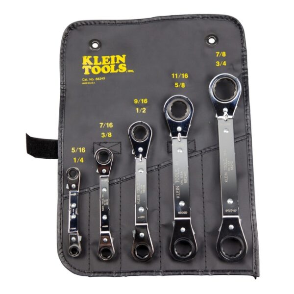 Klein 68245 Reversible Ratcheting Box Wrench Set 5-Piece