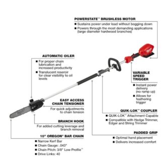 Milwaukee 2825-20PS M18 FUEL 10 Pole Saw with QUIK-LOK Attachment Capability - Tool Only (5)