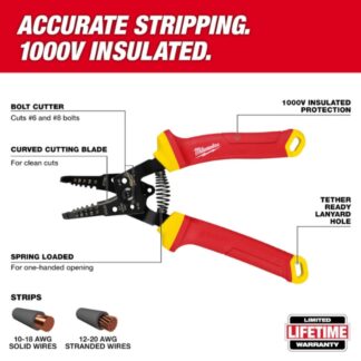 Milwaukee 48-22-2214 1000V Insulated 10-20 AWG Wire Stripper and Cutter (1)