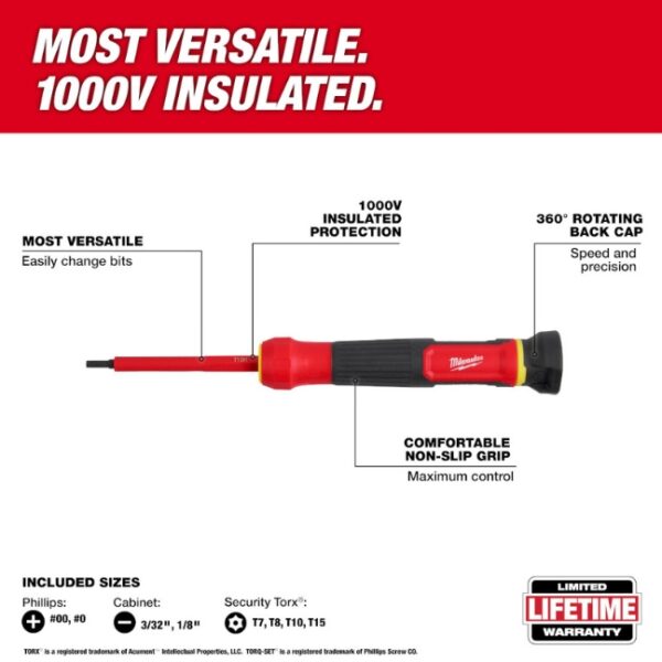 Milwaukee 48-22-2217 8-in-1 1000V Insulated Precision Multi-Bit Screwdriver Set
