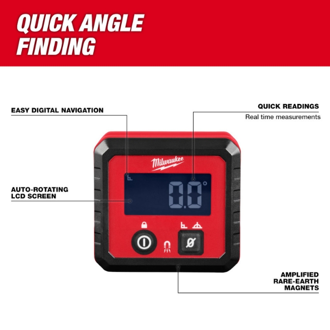 Milwaukee Tool 48-22-5602 Digital Angle Gauge – Magnetic – For Precision Measuring & Layout