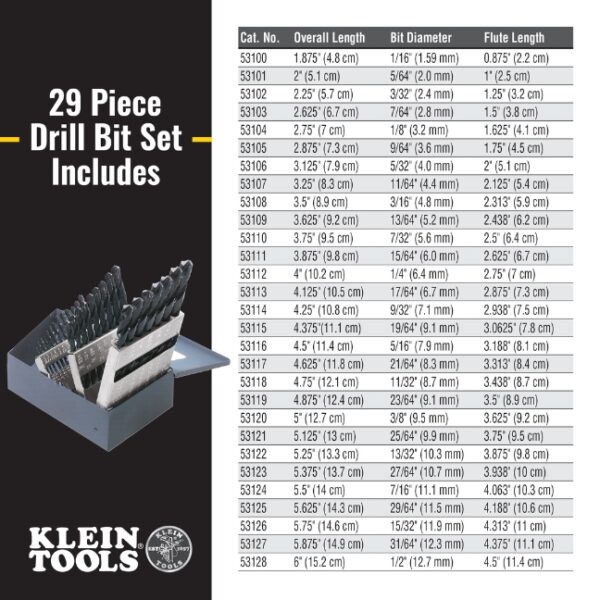 Klein 53000 Regular-Point Drill-Bit Set 29-Piece