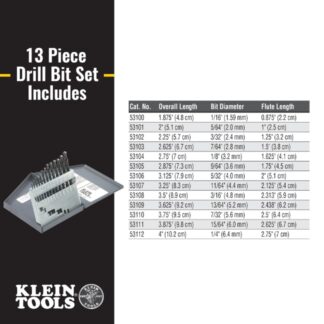 Klein 53002 Regular-Point Drill-Bit Set 13-Piece