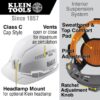 Klein 60113RL Cap-Style Vented Hard Hat with Headlamp - White